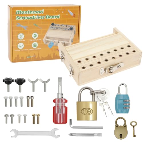 Holzschraubendreherplatine Spielzeug tragbarer Schraubendreher -Board Lernspielzeug Bildungsgeschenk für Reisen 3 bis 8 Jahre altes Kind von BUTORY