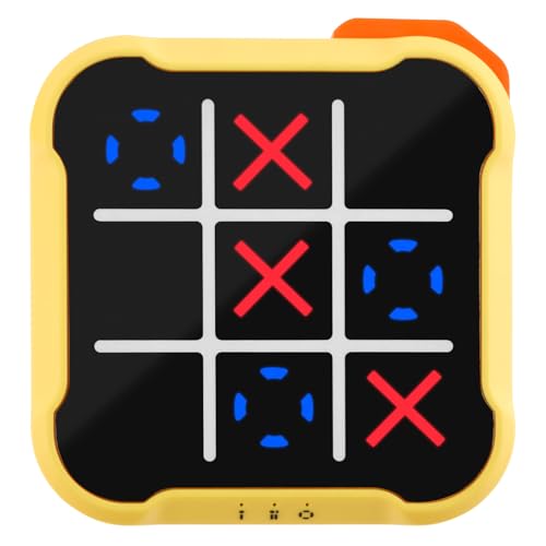 Tic Tac Toe Bolt Game 4-In-1 Handheld Spielkonsole Toe Spiel Klassisches Lernspielzeug Puzzlespielkonsole Tragbare Reisespiele Portable Fidget Toy Board Games for Kids and Adults (gelb) von BUTORY