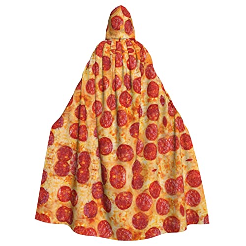 BUULOO Hooded 3D Pizza Pepperoni Robe Cloak Adult Lightweight Coat Cloak Set For Halloween Cosplay Costumes, Party Decoration Cloak von BUULOO