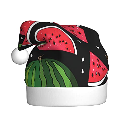 BUULOO Weihnachten, bedruckte Wassermelonen-Weihnachtsmannmütze, Urlaubszubehör für Erwachsene, Urlaub, Weihnachten, Motto-Party, bequeme Weihnachtsmütze. von BUULOO