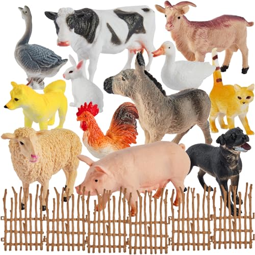 BUYGER Bauernhof Tiere Figuren Spielzeug Set ab 3 + Jahre, Groß und Mini Realistische Tierfiguren mit Zäune für Kinder Jungen Mädchen Lernen, Kuchendekoration, Geschenk BUYGER Bauernhof Tiere Figuren Spielzeug Set ab 3 + Jahre, Groß und Mini Realistische Tierfiguren mit Zäune für Kinder Jungen Mädchen Lernen, Kuchendekoration, Geschenk von BUYGER