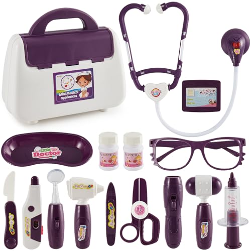BUYGER Arztkoffer Kinder mit Elektrisch Stethoskop Thermometer, Medizinische Spielzeug, Tierarzt Doktor Rollenspiel, Geschenk für Kinder 3 + Jahren, Lila BUYGER Arztkoffer Kinder mit Elektrisch Stethoskop Thermometer, Medizinische Spielzeug, Tierarzt Doktor Rollenspiel, Geschenk für Kinder 3 + Jahren, Lila von BUYGER