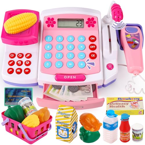 BUYGER Große Kinder Kasse Spielzeug mit Scanner, Waage, Lautsprecher Mikrofon, Rechner, Spielkasse mit Licht und Sound, Kaufladen Zubehör, Geschenk für Kinder Mädchen Jungen ab 3+ Jahre BUYGER Große Kinder Kasse Spielzeug mit Scanner, Waage, Lautsprecher Mikrofon, Rechner, Spielkasse mit Licht und Sound, Kaufladen Zubehör, Geschenk für Kinder Mädchen Jungen ab 3+ Jahre von BUYGER