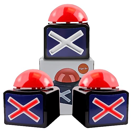 BUYVIKAY Game Buzzer,Spiel Antwort Buzzer mit Licht und Ton Trivia Quiz Got Talent Buzzer pro Game Show,Leuchtender und klingender Buzzer（3 Pack von BUYVIKAY