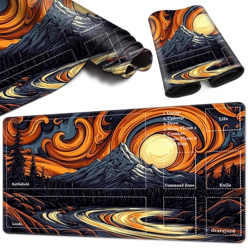Magic Card Game Playmat 61 x 35,6 cm, genähte Kanten, TCG-Spielmatte mit Zonen, rutschfeste Gummi-Rückseite, Sammelkartenspiel, Brettspiel-Matte, Bergkette Magic Card Game Playmat 61 x 35,6 cm, genähte Kanten, TCG-Spielmatte mit Zonen, rutschfeste Gummi-Rückseite, Sammelkartenspiel, Brettspiel-Matte, Bergkette von BVCLKJPOI