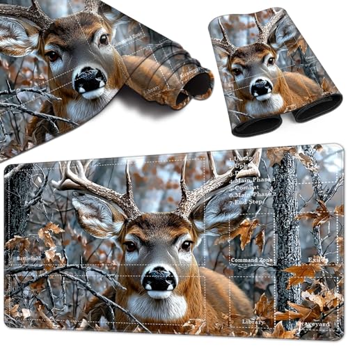 Magic Card Game Playmat 61 x 35,6 cm, genähte Kanten, TCG-Spielmatte mit Zonen, rutschfeste Gummi-Rückseite, Sammelkartenspiel, Brettspiel-Matte, Camouflage-Hirsch Magic Card Game Playmat 61 x 35,6 cm, genähte Kanten, TCG-Spielmatte mit Zonen, rutschfeste Gummi-Rückseite, Sammelkartenspiel, Brettspiel-Matte, Camouflage-Hirsch von BVCLKJPOI