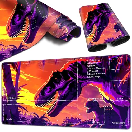 Magic Card Game Playmat 61 x 35,6 cm, genähte Kanten, TCG-Spielmatte mit Zonen, rutschfeste Gummi-Rückseite, Sammelkartenspiel, Brettspiel-Matte, Dinosaurier Magic Card Game Playmat 61 x 35,6 cm, genähte Kanten, TCG-Spielmatte mit Zonen, rutschfeste Gummi-Rückseite, Sammelkartenspiel, Brettspiel-Matte, Dinosaurier von BVCLKJPOI