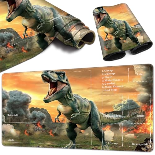 Magic Card Game Playmat 61 x 35,6 cm, genähte Kanten, TCG-Spielmatte mit Zonen, rutschfeste Gummi-Rückseite, Sammelkartenspiel, Brettspiel-Matte, Dinosaurier Magic Card Game Playmat 61 x 35,6 cm, genähte Kanten, TCG-Spielmatte mit Zonen, rutschfeste Gummi-Rückseite, Sammelkartenspiel, Brettspiel-Matte, Dinosaurier von BVCLKJPOI
