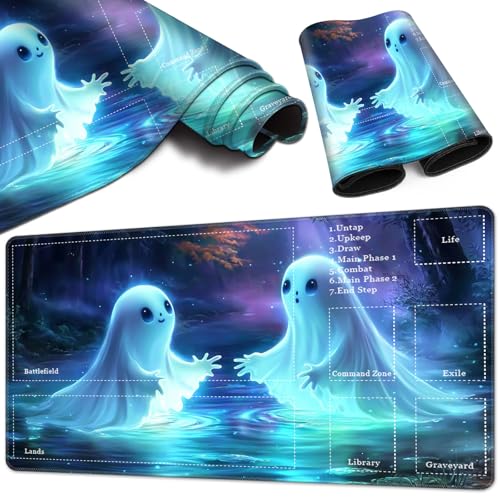 Magic Card Game Playmat 61 x 35,6 cm, genähte Kanten, TCG-Spielmatte mit Zonen, rutschfeste Gummi-Rückseite, Sammelkartenspiel, Brettspiel-Matte, Geist Magic Card Game Playmat 61 x 35,6 cm, genähte Kanten, TCG-Spielmatte mit Zonen, rutschfeste Gummi-Rückseite, Sammelkartenspiel, Brettspiel-Matte, Geist von BVCLKJPOI