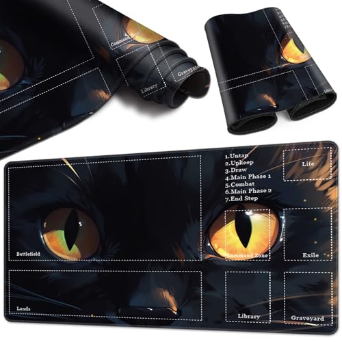 Magic Card Game Playmat 61 x 35,6 cm, genähte Kanten, TCG-Spielmatte mit Zonen, rutschfeste Gummi-Rückseite, Sammelkartenspiel, Brettspiel-Matte, Katzenaugen Magic Card Game Playmat 61 x 35,6 cm, genähte Kanten, TCG-Spielmatte mit Zonen, rutschfeste Gummi-Rückseite, Sammelkartenspiel, Brettspiel-Matte, Katzenaugen von BVCLKJPOI