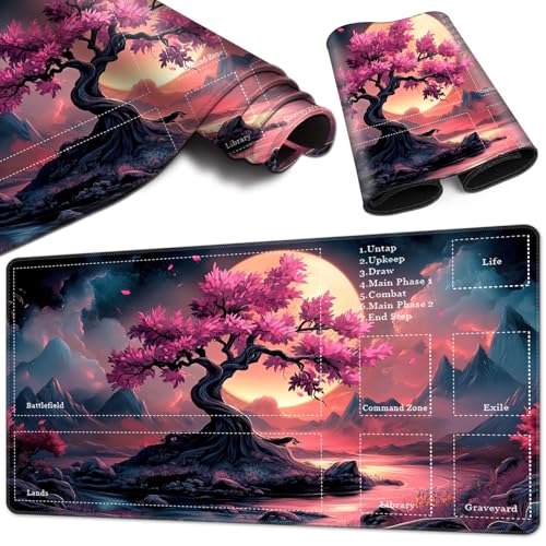 Magic Card Game Playmat 61 x 35,6 cm, genähte Kanten, TCG-Spielmatte mit Zonen, rutschfeste Gummi-Rückseite, Sammelkartenspiel, Brettspiel-Matte, Kirschbaum Magic Card Game Playmat 61 x 35,6 cm, genähte Kanten, TCG-Spielmatte mit Zonen, rutschfeste Gummi-Rückseite, Sammelkartenspiel, Brettspiel-Matte, Kirschbaum von BVCLKJPOI