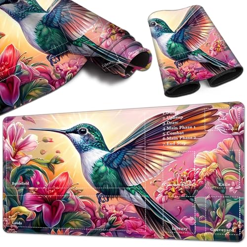 Magic Card Game Playmat 61 x 35,6 cm, genähte Kanten, TCG-Spielmatte mit Zonen, rutschfeste Gummi-Rückseite, Sammelkartenspiel, Brettspiel-Matte, Kolibri Magic Card Game Playmat 61 x 35,6 cm, genähte Kanten, TCG-Spielmatte mit Zonen, rutschfeste Gummi-Rückseite, Sammelkartenspiel, Brettspiel-Matte, Kolibri von BVCLKJPOI