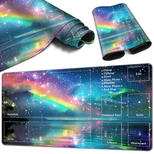 Magic Card Game Playmat 61 x 35,6 cm, genähte Kanten, TCG-Spielmatte mit Zonen, rutschfeste Gummi-Rückseite, Sammelkartenspiel, Brettspiel-Matte, Regenbogen Magic Card Game Playmat 61 x 35,6 cm, genähte Kanten, TCG-Spielmatte mit Zonen, rutschfeste Gummi-Rückseite, Sammelkartenspiel, Brettspiel-Matte, Regenbogen von BVCLKJPOI