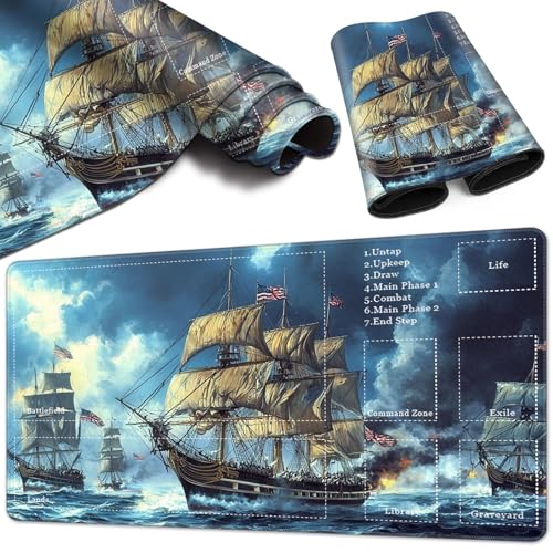 Magic Card Game Playmat 61 x 35,6 cm, genähte Kanten, TCG Spielmatte mit Zonen, rutschfeste Gummi-Rückseite, Sammelkartenspiel, Brettspiel-Matte, Schiff Magic Card Game Playmat 61 x 35,6 cm, genähte Kanten, TCG Spielmatte mit Zonen, rutschfeste Gummi-Rückseite, Sammelkartenspiel, Brettspiel-Matte, Schiff von BVCLKJPOI