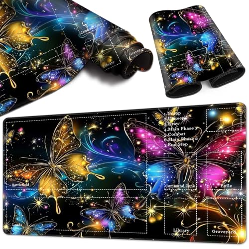 Magic Card Game Playmat 61 x 35,6 cm, genähte Kanten, TCG-Spielmatte mit Zonen, rutschfeste Gummi-Rückseite, Sammelkartenspiel, Brettspiel-Matte, Schmetterling Magic Card Game Playmat 61 x 35,6 cm, genähte Kanten, TCG-Spielmatte mit Zonen, rutschfeste Gummi-Rückseite, Sammelkartenspiel, Brettspiel-Matte, Schmetterling von BVCLKJPOI
