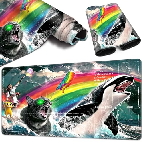 Magic Card Game Playmat 61 x 35,6 cm, genähte Kanten, TCG-Spielmatte mit Zonen, rutschfeste Gummi-Rückseite, Sammelkartenspiel, Brettspiel-Matte, Wal Magic Card Game Playmat 61 x 35,6 cm, genähte Kanten, TCG-Spielmatte mit Zonen, rutschfeste Gummi-Rückseite, Sammelkartenspiel, Brettspiel-Matte, Wal von BVCLKJPOI