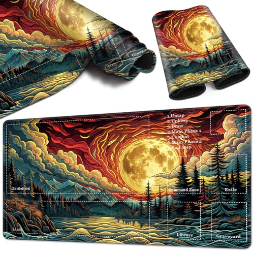 Magic Card Game Playmat 61 x 35,6 cm, genähte Kanten, TCG-Spielmatte mit Zonen, rutschfeste Gummi-Rückseite, Sammelkartenspiel, Brettspiel-Matte, Waldmond Magic Card Game Playmat 61 x 35,6 cm, genähte Kanten, TCG-Spielmatte mit Zonen, rutschfeste Gummi-Rückseite, Sammelkartenspiel, Brettspiel-Matte, Waldmond von BVCLKJPOI