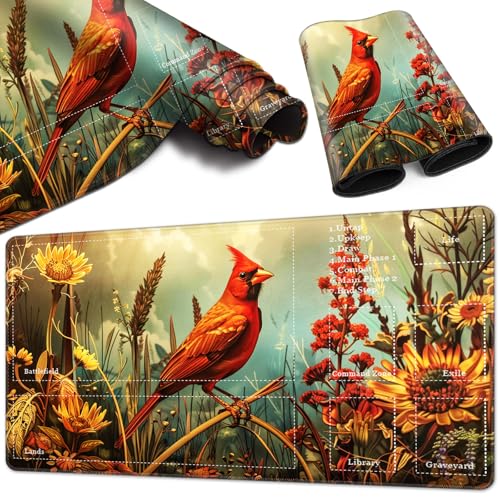 Magic Card Game Playmat 61 x 35,6 cm, genähte Kanten, TCG-Spielmatte mit Zonen, rutschfeste Gummi-Rückseite, Sammelkartenspiel, Brettspiel-Matte, roter Vogel Magic Card Game Playmat 61 x 35,6 cm, genähte Kanten, TCG-Spielmatte mit Zonen, rutschfeste Gummi-Rückseite, Sammelkartenspiel, Brettspiel-Matte, roter Vogel von BVCLKJPOI