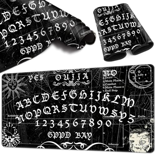 Magic Card Game Playmat 61 x 35,6 cm, genähte Kanten, TCG-Spielmatte mit Zonen, rutschfeste Gummi-Rückseite, Sammelkartenspiel, Brettspiel-Matte, schwarzes Ouija-Board Magic Card Game Playmat 61 x 35,6 cm, genähte Kanten, TCG-Spielmatte mit Zonen, rutschfeste Gummi-Rückseite, Sammelkartenspiel, Brettspiel-Matte, schwarzes Ouija-Board von BVCLKJPOI