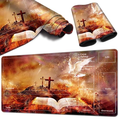 Magic Card Game Playmat 61 x 35,6 cm, genähte Kanten, TCG-Spielmatte mit Zonen, rutschfeste Gummi-Rückseite, Sammelkartenspiel, Brettspiel-Matte, weiße Taube Magic Card Game Playmat 61 x 35,6 cm, genähte Kanten, TCG-Spielmatte mit Zonen, rutschfeste Gummi-Rückseite, Sammelkartenspiel, Brettspiel-Matte, weiße Taube von BVCLKJPOI