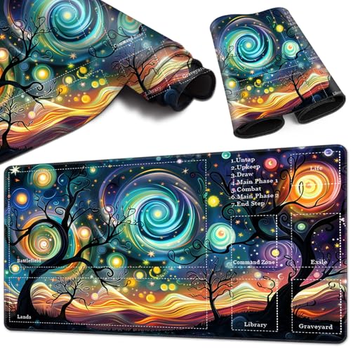 Magic Card Game Playmat 61 x 35,6 cm, genähte Kanten, TCG-Spielmatte mit Zonen, rutschfeste Gummi-Rückseite, Sammelkartenspiel, Brettspiel-Matte, wunderschöner Himmelbaum Magic Card Game Playmat 61 x 35,6 cm, genähte Kanten, TCG-Spielmatte mit Zonen, rutschfeste Gummi-Rückseite, Sammelkartenspiel, Brettspiel-Matte, wunderschöner Himmelbaum von BVCLKJPOI