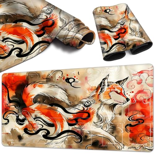 Magic Card Game Playmat 61 x 35,6 cm, genähte Kanten, TCG-Spielmatte mit Zonen, rutschfeste Gummi-Rückseite, Sammelkartenspiel, Brettspielmatte, Fuchs Magic Card Game Playmat 61 x 35,6 cm, genähte Kanten, TCG-Spielmatte mit Zonen, rutschfeste Gummi-Rückseite, Sammelkartenspiel, Brettspielmatte, Fuchs von BVCLKJPOI