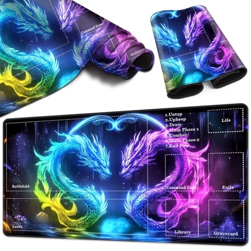 Magic Card Game Playmat 61 x 35,6 cm, genähte Kanten, TCG-Spielmatte mit Zonen, rutschfeste Gummi-Rückseite, Sammelkartenspiel, Brettspielmatte, Yin-Yang-Drache Magic Card Game Playmat 61 x 35,6 cm, genähte Kanten, TCG-Spielmatte mit Zonen, rutschfeste Gummi-Rückseite, Sammelkartenspiel, Brettspielmatte, Yin-Yang-Drache von BVCLKJPOI