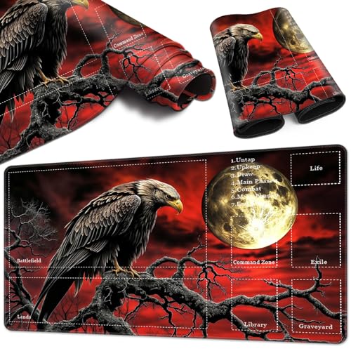 Magic Card Game Playmat 61 x 35,6 cm, genähter Rand, TCG-Spielmatte mit Zonen, rutschfeste Gummi-Rückseite, Sammelkartenspiel, Brettspiel-Matte, Blutnacht, Adler Magic Card Game Playmat 61 x 35,6 cm, genähter Rand, TCG-Spielmatte mit Zonen, rutschfeste Gummi-Rückseite, Sammelkartenspiel, Brettspiel-Matte, Blutnacht, Adler von BVCLKJPOI