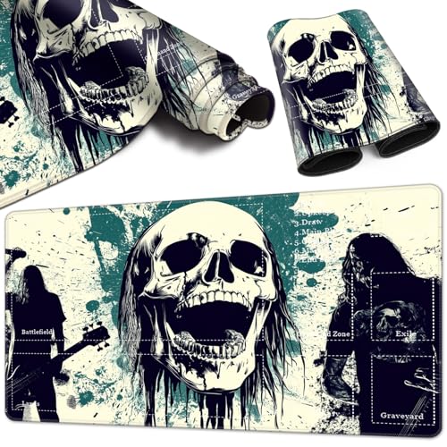 Magic Card Game Playmat 61 x 35,6 cm, genähter Rand, TCG-Spielmatte mit Zonen, rutschfeste Gummi-Rückseite, Sammelkartenspiel, Brettspiel-Matte, Hip-Hop-Totenkopf Magic Card Game Playmat 61 x 35,6 cm, genähter Rand, TCG-Spielmatte mit Zonen, rutschfeste Gummi-Rückseite, Sammelkartenspiel, Brettspiel-Matte, Hip-Hop-Totenkopf von BVCLKJPOI