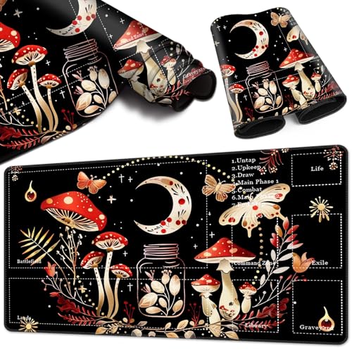 Magic Card Game Playmat 61 x 35,6 cm, genähter Rand, TCG-Spielmatte mit Zonen, rutschfeste Gummi-Rückseite, Sammelkartenspiel, Brettspiel-Matte, Pilz Mond Magic Card Game Playmat 61 x 35,6 cm, genähter Rand, TCG-Spielmatte mit Zonen, rutschfeste Gummi-Rückseite, Sammelkartenspiel, Brettspiel-Matte, Pilz Mond von BVCLKJPOI