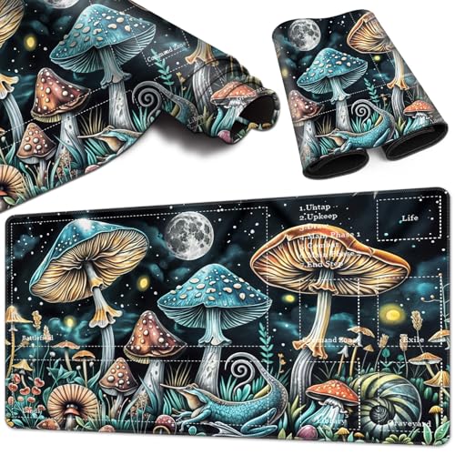 Magic Card Game Playmat 61 x 35,6 cm, genähter Rand, TCG-Spielmatte mit Zonen, rutschfeste Gummi-Rückseite, Sammelkartenspiel, Brettspiel-Matte, Pilzfrosch Magic Card Game Playmat 61 x 35,6 cm, genähter Rand, TCG-Spielmatte mit Zonen, rutschfeste Gummi-Rückseite, Sammelkartenspiel, Brettspiel-Matte, Pilzfrosch von BVCLKJPOI