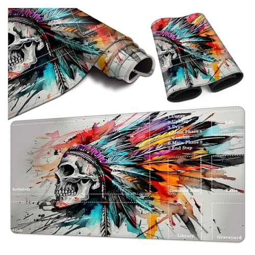 Magic Card Game Playmat 61 x 35,6 cm, genähter Rand, TCG-Spielmatte mit Zonen, rutschfeste Gummi-Rückseite, Sammelkartenspiel, Brettspiel-Matte, Totenkopf Magic Card Game Playmat 61 x 35,6 cm, genähter Rand, TCG-Spielmatte mit Zonen, rutschfeste Gummi-Rückseite, Sammelkartenspiel, Brettspiel-Matte, Totenkopf von BVCLKJPOI