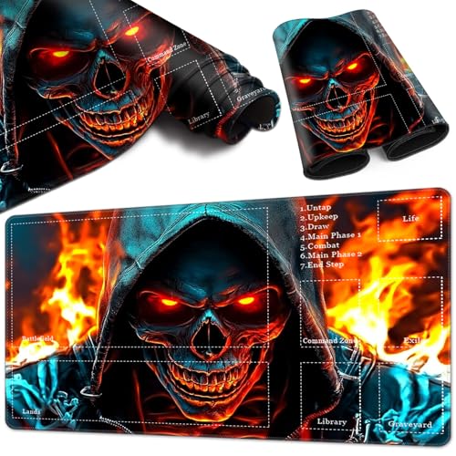 Magic Card Game Playmat 61 x 35,6 cm, genähter Rand, TCG-Spielmatte mit Zonen, rutschfeste Gummi-Rückseite, Sammelkartenspiel, Brettspiel-Matte, Totenkopf Magic Card Game Playmat 61 x 35,6 cm, genähter Rand, TCG-Spielmatte mit Zonen, rutschfeste Gummi-Rückseite, Sammelkartenspiel, Brettspiel-Matte, Totenkopf von BVCLKJPOI