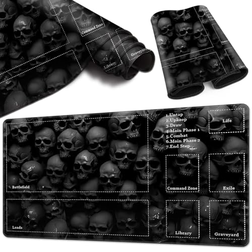 Magic Card Game Playmat 61 x 35,6 cm, genähter Rand, TCG-Spielmatte mit Zonen, rutschfeste Gummi-Rückseite, Sammelkartenspiel, Brettspiel-Matte, Totenkopf Magic Card Game Playmat 61 x 35,6 cm, genähter Rand, TCG-Spielmatte mit Zonen, rutschfeste Gummi-Rückseite, Sammelkartenspiel, Brettspiel-Matte, Totenkopf von BVCLKJPOI