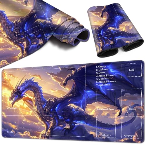 Magic Card Game Playmat 61 x 35,6 cm, genähter Rand, TCG-Spielmatte mit Zonen, rutschfeste Gummi-Rückseite, Sammelkartenspiel, Brettspiel-Matte, lila Drache Magic Card Game Playmat 61 x 35,6 cm, genähter Rand, TCG-Spielmatte mit Zonen, rutschfeste Gummi-Rückseite, Sammelkartenspiel, Brettspiel-Matte, lila Drache von BVCLKJPOI