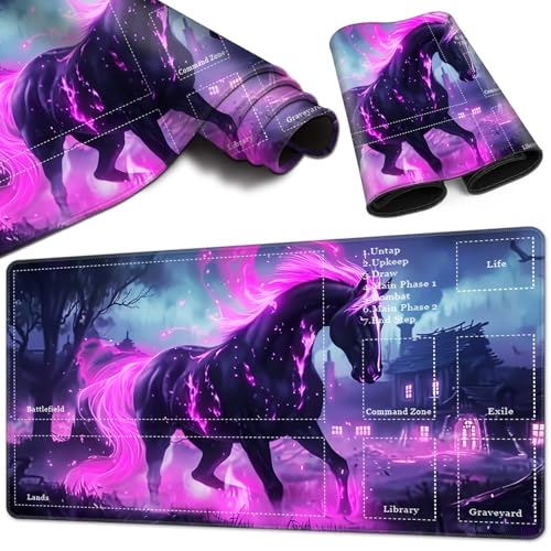 Magic Card Game Playmat 61 x 35,6 cm, genähter Rand, TCG-Spielmatte mit Zonen, rutschfeste Gummi-Rückseite, Sammelkartenspiel, Brettspielmatte, Flammenpferd Magic Card Game Playmat 61 x 35,6 cm, genähter Rand, TCG-Spielmatte mit Zonen, rutschfeste Gummi-Rückseite, Sammelkartenspiel, Brettspielmatte, Flammenpferd von BVCLKJPOI