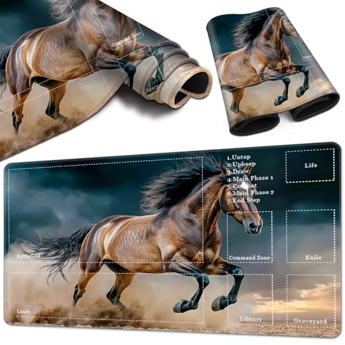 Magic Card Game Playmat 61 x 35,6 cm, genähter Rand, TCG-Spielmatte mit Zonen, rutschfeste Gummi-Rückseite, Sammelkartenspiel, Brettspielmatte, Pferd Magic Card Game Playmat 61 x 35,6 cm, genähter Rand, TCG-Spielmatte mit Zonen, rutschfeste Gummi-Rückseite, Sammelkartenspiel, Brettspielmatte, Pferd von BVCLKJPOI