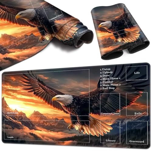 Magic Card Game Playmat 61 x 35,6 cm, genähter Rand, TCG-Spielmatte mit Zonen, rutschfeste Gummi-Rückseite, Sammelkartenspiel, Brettspielmatte, Weißkopfseeadler Magic Card Game Playmat 61 x 35,6 cm, genähter Rand, TCG-Spielmatte mit Zonen, rutschfeste Gummi-Rückseite, Sammelkartenspiel, Brettspielmatte, Weißkopfseeadler von BVCLKJPOI