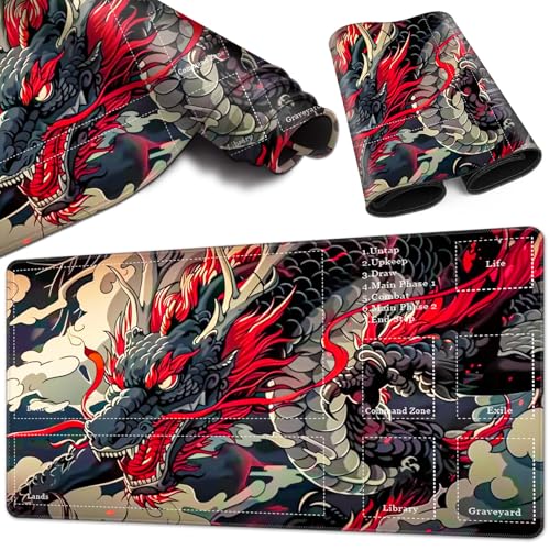 Magic Card Game Playmat 61 x 35,6 cm, genähter Rand, TCG-Spielmatte mit Zonen, rutschfeste Gummi-Rückseite, Sammelkartenspiel, Brettspielmatte, chinesischer Drache Magic Card Game Playmat 61 x 35,6 cm, genähter Rand, TCG-Spielmatte mit Zonen, rutschfeste Gummi-Rückseite, Sammelkartenspiel, Brettspielmatte, chinesischer Drache von BVCLKJPOI