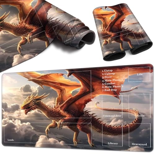 Magic Card Game Playmat 61 x 35,6 cm, genähter Rand, TCG-Spielmatte mit Zonen, rutschfeste Gummi-Rückseite, Sammelkartenspiel, Brettspielmatte, roter Drache Magic Card Game Playmat 61 x 35,6 cm, genähter Rand, TCG-Spielmatte mit Zonen, rutschfeste Gummi-Rückseite, Sammelkartenspiel, Brettspielmatte, roter Drache von BVCLKJPOI