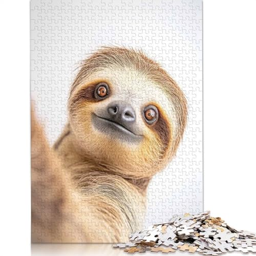 1000-teiliges, Bezauberndes Faultier Macht EIN Selfie – lustiges Wanddekor-Puzzle für Erwachsene, Papierpuzzle, Puzzle für Erwachsene, 1000 Teile (38 x 26 cm) von BVGVFHT