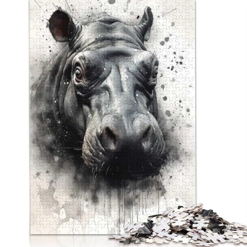 1000-teiliges Hippo Natures Behemoth-Puzzle für Erwachsene, Papierpuzzles für Teenager, Geschenke, einzigartige Heimdekoration und Geschenke, 1000 Stück (75 x 50 cm) von BVGVFHT