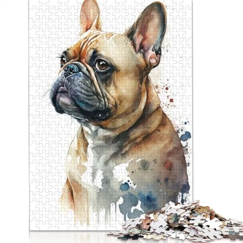 1000-teiliges Hundepuzzle mit französischer Bulldogge für Erwachsene, Papierpuzzles, Puzzles für Erwachsene, Lernspiel, Herausforderungsspielzeug, 1000 Stück (38 x 26 cm) von BVGVFHT