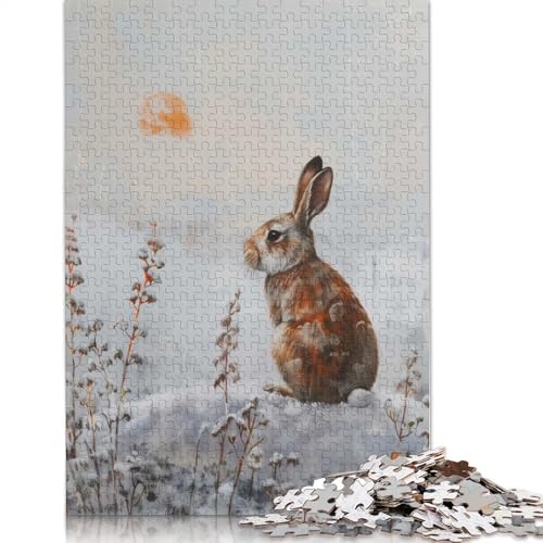1000-teiliges Kaninchen in Winterlandschafts-Puzzle für Erwachsene, Puzzles für Erwachsene, Puzzles, einzigartige Heimdekoration und Geschenke, 1000 Teile (38 x 26 cm) von BVGVFHT
