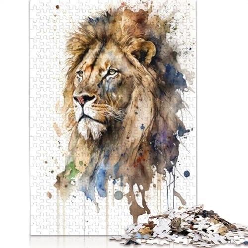 1000-teiliges Löwen-Aquarell-Puzzle für Erwachsene, Papierpuzzles, Puzzles für Erwachsene, Lernspiel, Herausforderungsspielzeug, 1000 Stück (75 x 50 cm) von BVGVFHT
