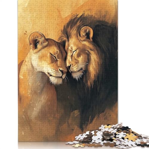 1000-teiliges Löwenpaar-Porträt-Puzzle für Erwachsene und Teenager, Papierpuzzle, Lernspiel, Herausforderung, Spielzeug, Geburtstagsgeschenke, 1000 Stück (38 x 26 cm) von BVGVFHT
