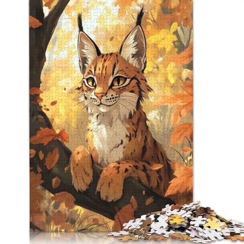 1000-teiliges Luchs im Herbstwald-Puzzle für Erwachsene, Papierpuzzle für Erwachsene und Jugendliche, Lernpuzzle, 1000 Teile (75 x 50 cm) von BVGVFHT