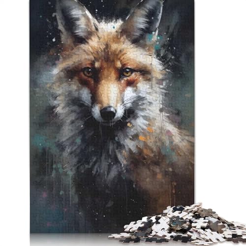 1000-teiliges Ölgemälde-Fuchsporträt-Puzzle für Erwachsene, Puzzles für Erwachsene, Puzzles, einzigartige Heimdekoration und Geschenke, 1000 Stück (38 x 26 cm) von BVGVFHT