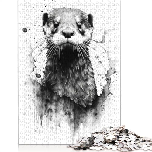 1000-teiliges Otter Beauty Watercolor-Puzzle für Erwachsene, Papierpuzzle für Erwachsene, Lernspiel, Herausforderungsspielzeug, 1000 Stück (75 x 50 cm) von BVGVFHT