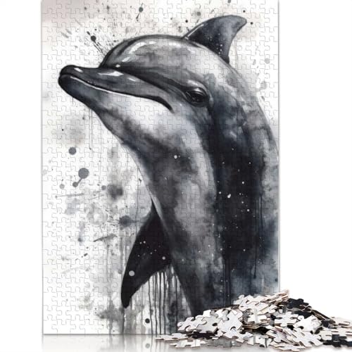 1000-teiliges Papierpuzzle „Delfin-Schönheit“ mit Aquarellmotiv, Papierpuzzle für Erwachsene und Jugendliche ab 12 Jahren, 1000 Stück (75 x 50 cm) von BVGVFHT